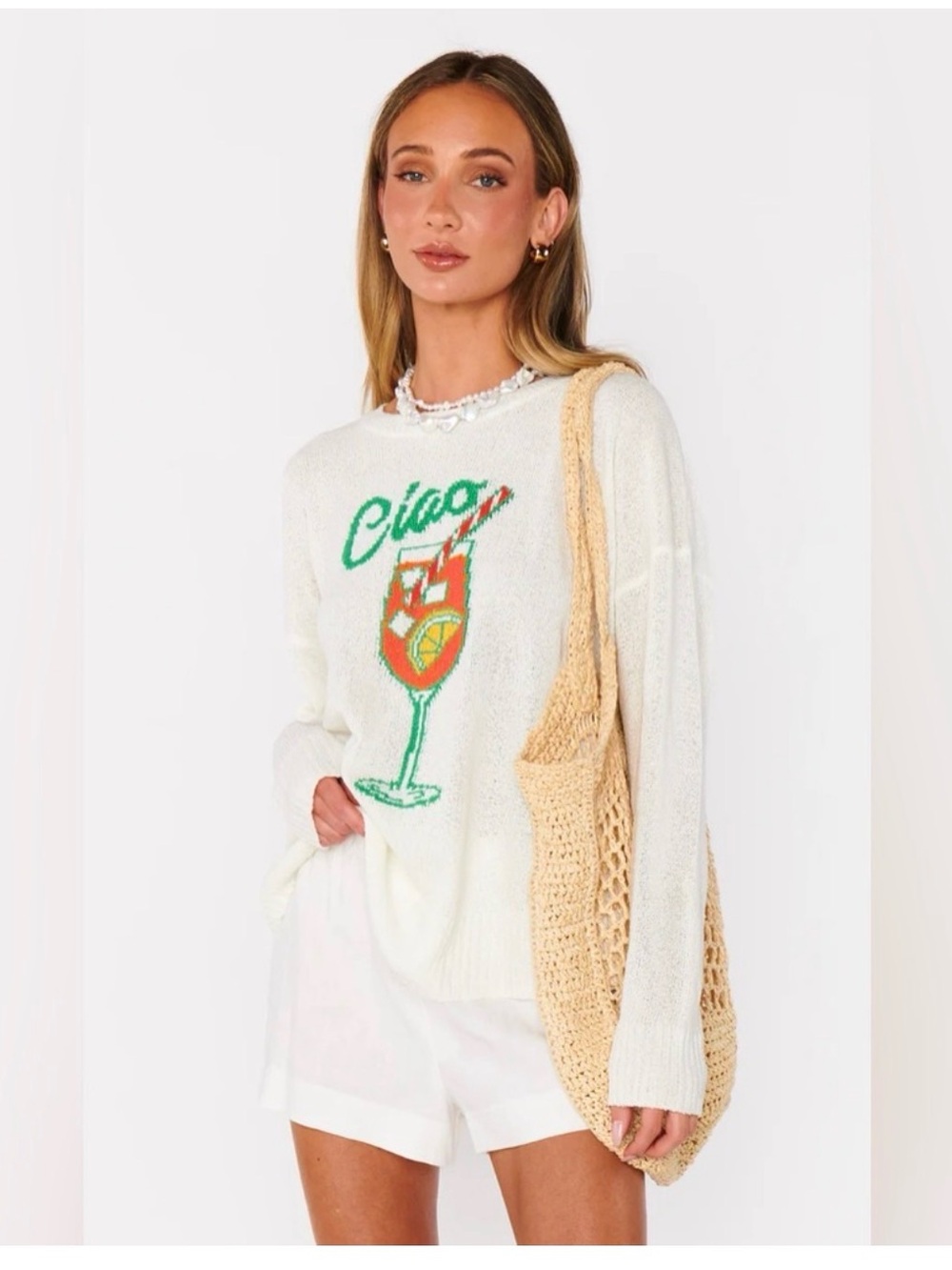 SHOW ME YOUR MUMU ciao summer sweater in white small